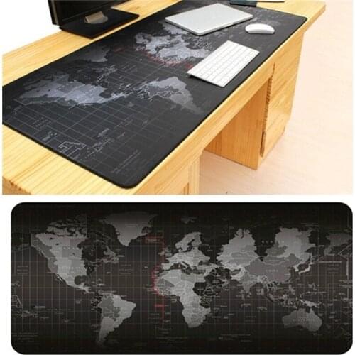 World Map Gaming Mouse Pad with Stitched Edges Non-Slip Rubber Locking Edge Mousepad Computer PC Keyboard 900*400mm