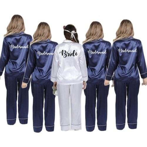 Customize Bride long-sleeve Shirts with pants Bridesmaid Sleep Shirts, personalise Bridesmaid Robes, Bridal Party pajama