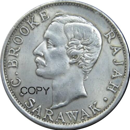 Sarawak 50 Cents - Charles Brooke Rajah 1906 H Brass Silver Plated Copy Coins