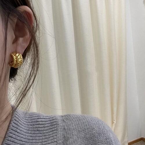 Brass Geo Statement CC Drop Earrings Punk Party Gown Runway Rare Boucle Korean Japan INS Boho Top Gothic Hiphop
