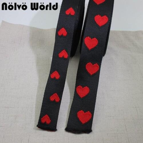 10yards 38mm 50mm wide black red hearts acrylic cotton ribbon for fashion belts strap,sewing women bags purse shoulder straps