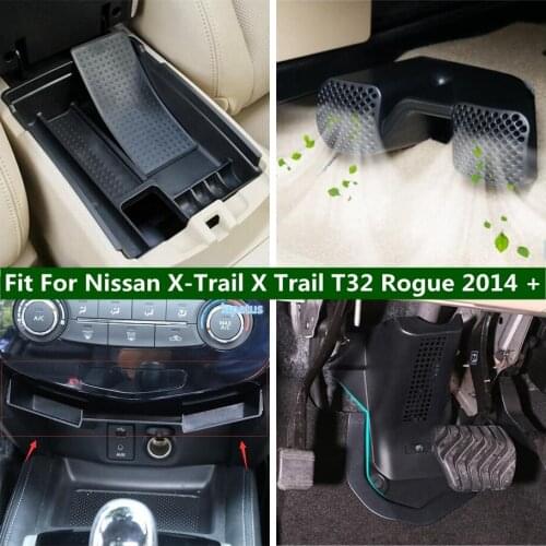 Lapetus Center Console Multifunction Storage Box Phone Tray Accessory Kit For Nissan X-Trail X Trail T32 Rogue 2014 - 2020 Black