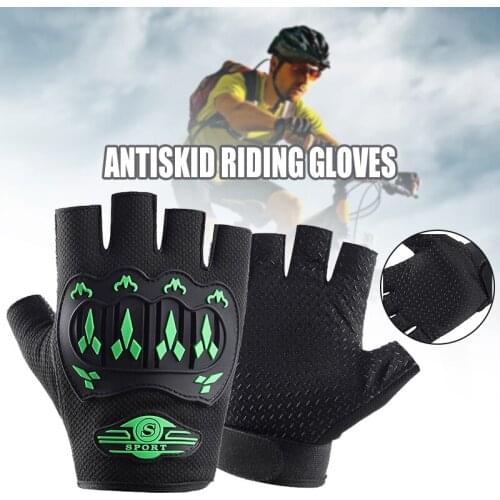 Non-slip Half Finger Gloves with Wrist Wrap Support Padded Fitness Short Open Finger Glove for Riding Sports Summer A7