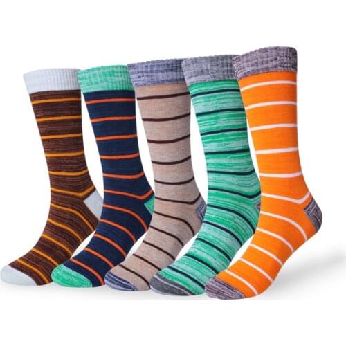 5Pairs New Mens Socks Striped Large Size Cotton Autumn Winter Thick Section Deodorant Male Socks Happy sock man