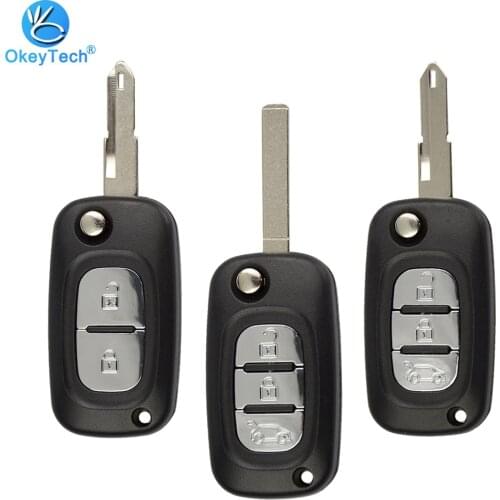 OkeyTech 2/3 Buttons For Renault Clio 3 Megane 3 Kangoo Modus Remote Flip Folding Fob Car Key Shell Case Fob Uncut Blade