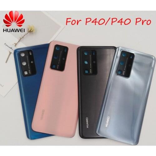 Original Huawei P40 Pro P 40 Glass Back Cover Rear Door Housing Battery Case Panel Replacement Parts For P40Pro With Camera Lens