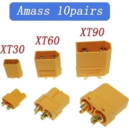 Original Amass 10 Pairs XT30 XT30U XT60 XT90 MR30 XT60H Bullet Connector Plug Male Female For RC FPV Lipo Battery RC Quadcopter