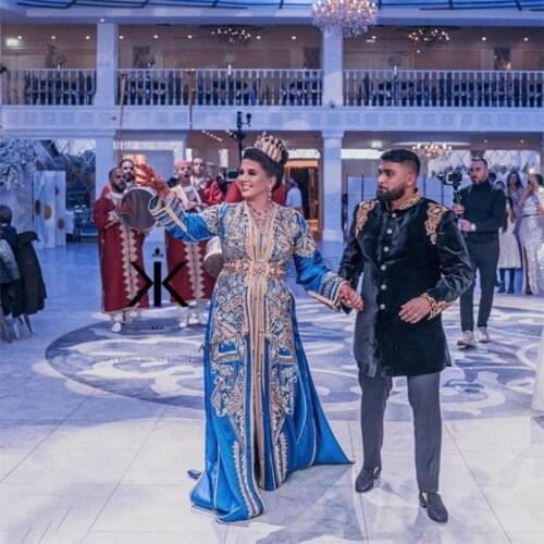 Prom Gown Long Sleeves Saudi Arabic Celebrity Evening Dresses Applique Lace Beaded Dubai Muslim Formal Dresses Moroccan Kaftan