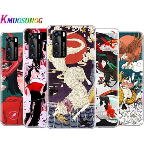 Transparent Cover Japanese Style Anime For Huawei P40 Lite E P30 P20 P10 P9 P8 Pro Plus Lite mini 2019 Phone Case
