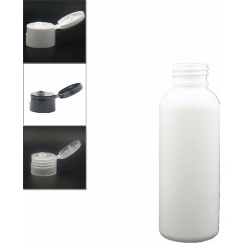 100ml empty Plastic Bottles, white PE bottle with black/transparent/white flip-top cap X 10