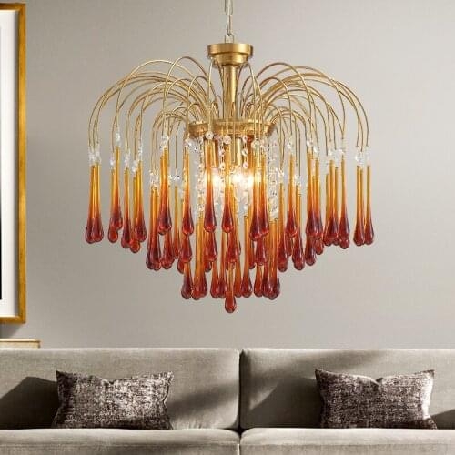 Retro Italian drop glass chandelier Classical French living room bedroom aisle porch cloakroom lamp