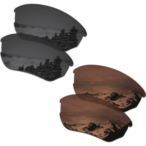 SmartVLT 2 Pairs Polarized Sunglasses Replacement Lenses for Oakley Flak Beta Stealth Black and Amber Brown