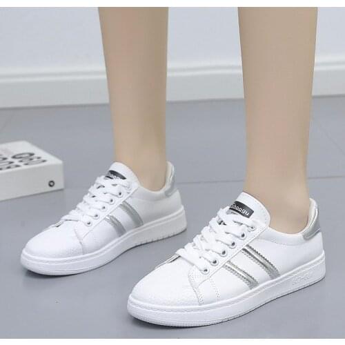 Shoes womens new leisure platform PU Leather Classic womens leisure lace up low heel sneakers single shoes