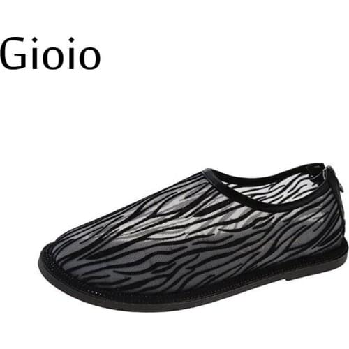 Gioio Spring 2021 flat loafer single shoe one foot muller shoes High Quality Ladies Black Sexy Leopard print fabric Footwear