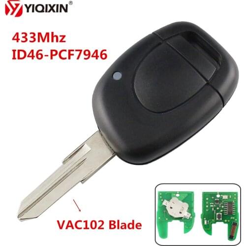 YIQIXIN 1 Button VAC102/NE73 Blade Remote Car Key For Renault Twingo Clio Kangoo Master 433Mhz ID46-PCF7946 Transponder Chip