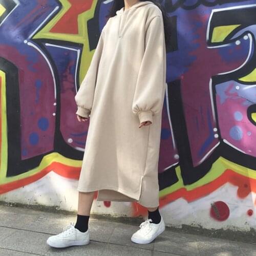 Harajuku Women Hoodies Dress Pullover Long Sweatshirts Plus Size Long Sleeve Hoody Female Autumn Chic Oversized Hoodie