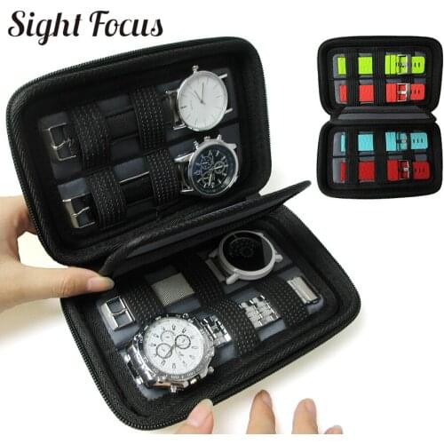 Hard Shell 4 Slots Watch Box Case Travel Watch Storage Bag for Suunto Samsung Seiko Holder Portable Watch Strap Bands Organizer