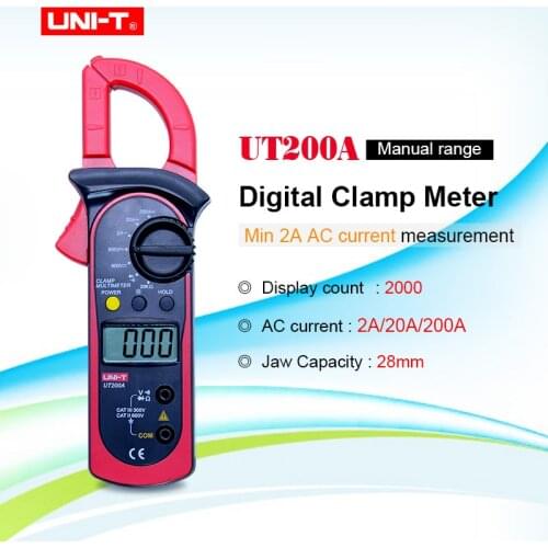 LCD Digital Clamp Multimeter UNI-T UT200A Backlight Ohm DMM DC AC Voltmeter AC Ammeter
