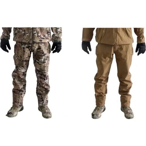 Winter Thermal Fleece Shark Skin Softshell Outdoors Tactical Pants Military Camouflage Pants Men Army Waterproof Hunt Hike Pants
