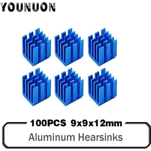 100PCS Blue Raspberry Pi Heatsinks Cooler Aluminum 9x9x12mm With Adhesive For Cooling Raspberry Pi 3 / 2 Model B LV8729/TMC2100