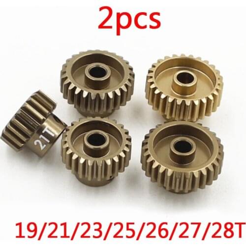 2Pcs Metal Gear 48P 19/21/23/25/26/27/28T Motor Gear For 1/10 RC Car Model Off-road Sakura XI Sport/D4/CS SCX10 Henglong R31