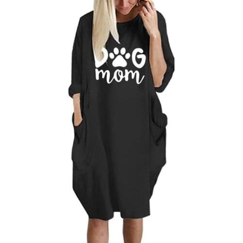 2020 Fashion T-Shirt For Women Pocket Dog Mom Paw Lover Print Tshirt Tops Graphic Tees Women Off The Shoulder