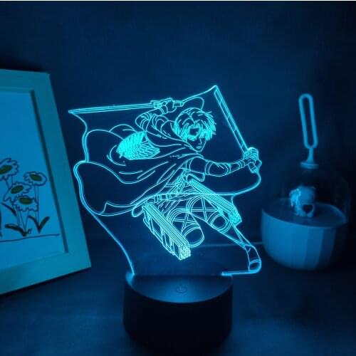 Manga Levi Ackerman 3D Lamps Shingeki No Kyojin Anime Figure Led Night Lights RGB Gifts Bedroom Table Decoration Attack on Titan
