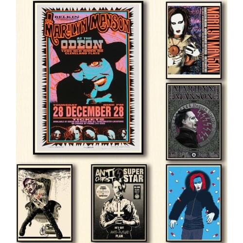 40 Designs Marilyn Manson Whitepaper Poster Alternative Abstract Art Painting Funny Wall Sticker for Coffee House Bar