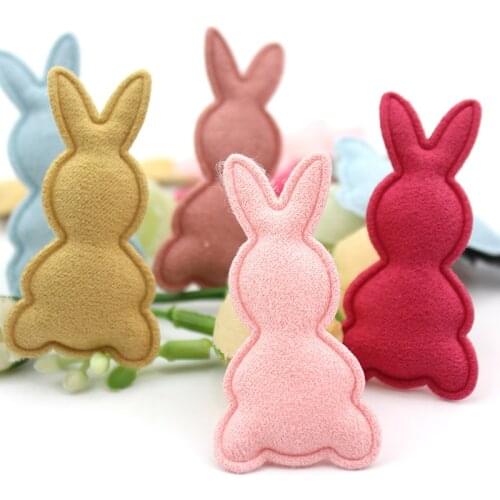 48Pcs 2.6*5.2cm Cloth Rabbit Shape Padded Applique For Clothing DIY Baby hair Clip Hat crafts Decor Ornament Accessories