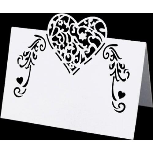 50pcs Love Heart Flower Laser Cut Table Name Place Cards Lace Name Message Setting Card Wedding Birthday Party Favor Decorations
