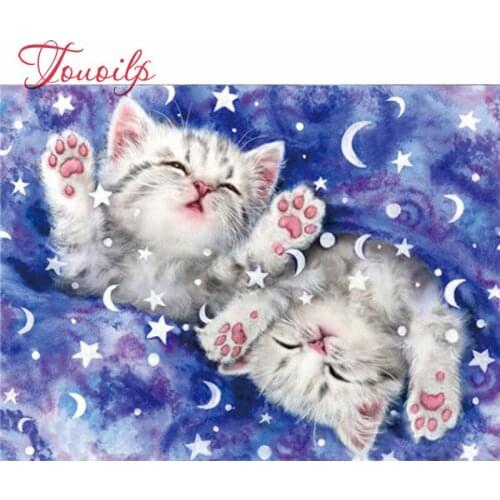 Diamond Embroidery Full Set Cat Cross Stitch Square Drill Diamond Painting Animal Bead Kit Home Decoration Christmas Gift
