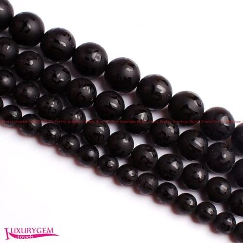 High Quality Natural Frosted Black Agates Stone 6/8/10/12/14/16mm Round Shape Gems Loose Beads Strand 15" Jewelry Making wj374
