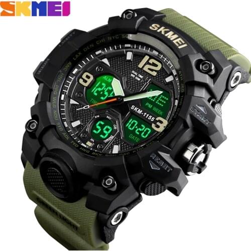 SKMEI Sports Mens Watch Top Brand Luxury LED Digital Man Clock Outdoor Military Waterproof Dual Display Relogio Masculino 1155B