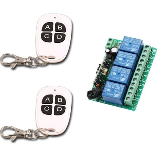 DC12V 10A 4CH Radio Controller RF Wireless Relay Remote Control Switch 315 MHZ 433 MHZ 2 Transmitter + Receiver Lamp Window