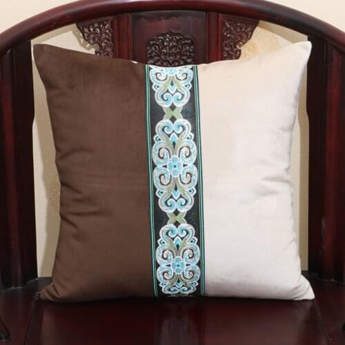 Decorative Patchwork Lace Sofa Chair Back Cushion 50x50cm High End Velvet Fabric Lumbar Pillow 45x45cm 60x60cm