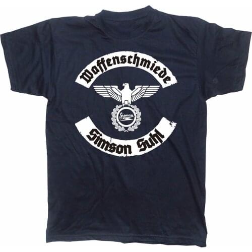 Fashion Short Printed T-Shirt Mens Tee DDR Motorcycle Waffenschmiede Simson Retro Print Tee Men Short Clothing