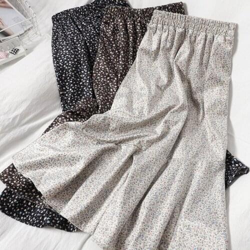 Fashionable Ruffle Skirt For Women Autumn And Winter New Sweet Printed High Waist Skirt