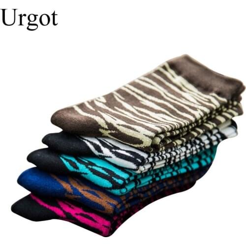Urgot 5 Pairs Mens Socks Hip Hop Funny Socks Colorful Zebra Stripe Socks Men Sock Men Skateboard Calcetines Meias Spring Autumn
