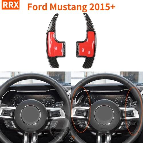For Mustang GT Real Carbon Fiber Rear Steering Wheel Paddle Shifter Cover 2015 2016 2017 2018 2019 2020 Interior Car Accessories