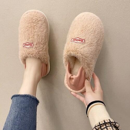 2021 autumn and winter new ladies soft and warm cashmere home cotton shoes comfortable and simple indoor flat shoes