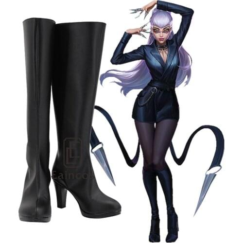 Game LOL KDA The Baddest Evelynn Cosplay Shoes Women Black High Custom-made Boots