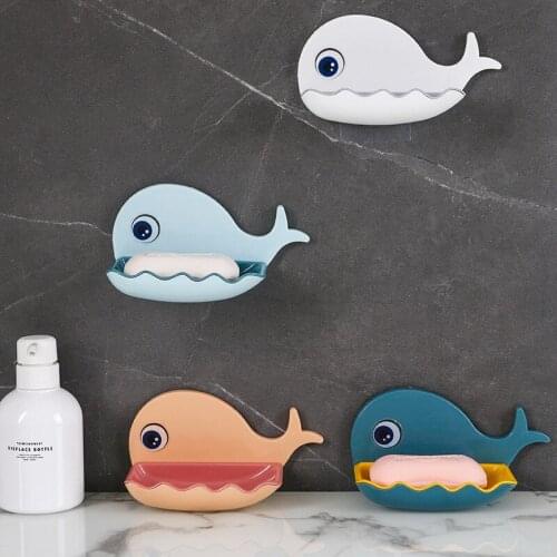 Thick ABS Material Whale Shape Non-perforated Soap Holder Bathroom Drain Soap Dish Toilet Soap Holder Wall-mounted Shelf