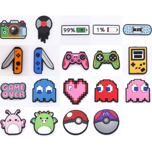 Game Over Video Game Shoes Charms For Croc Old School Game Cassette Controller Shoes Accessories JIBZ