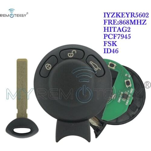 Remtekey Remtekey car key keyless 868Mhz IYZKEYR5602 entry for Mini Cooper 2007 2008 2009 2010 2011 3 button remote key