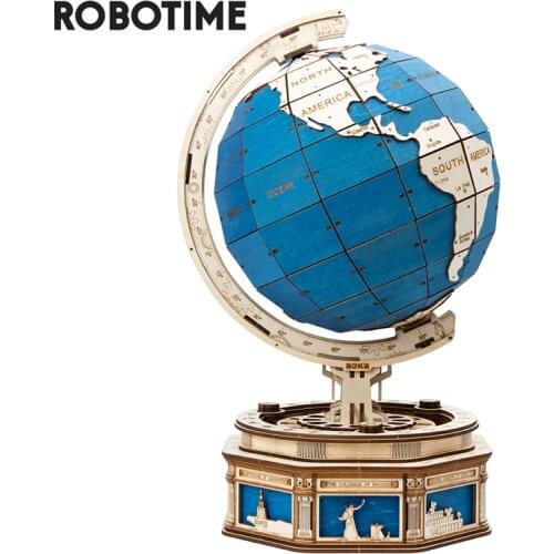Robotime 567pcs Oversized DIY Rotatable 3D Globe Wooden Puzzle Game Assembly Toy Gift for Children Teens Adult ST002