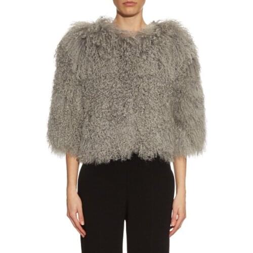 SF0008 Outwear Autumn Winter Lamb Fur/ Women Fashion Real Mongolian Sheep Fur Coat