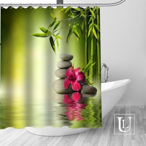 Custom stone and flower Curtain Fabric Modern Shower Curtain bathroom beautiful Curtains Bath decor Polyester Cloth Waterproof