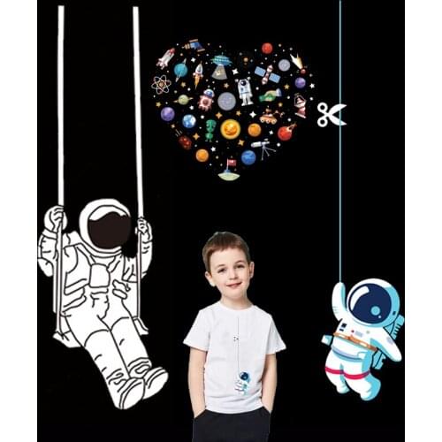 Thermo stickers for clothing space astronaut iron on transfers for clothes patch Stripes on t shirt Print transfer vinyl sticker