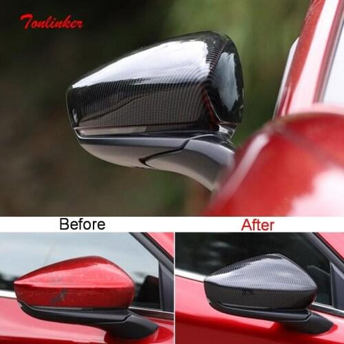 Tonlinker Exterior Car Rearview Mirror Cover Case Stickers for MAZDA CX30 2020-21 Car Styling 2 PCS ABS Chrome Cover Stickers