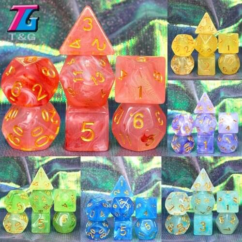 Funny Polyhedral Dice 11 Colors for DnD Game D4 D6 D8 D10 D12 D20 Dice Set Gift Toy DND RPG Christmas Gift